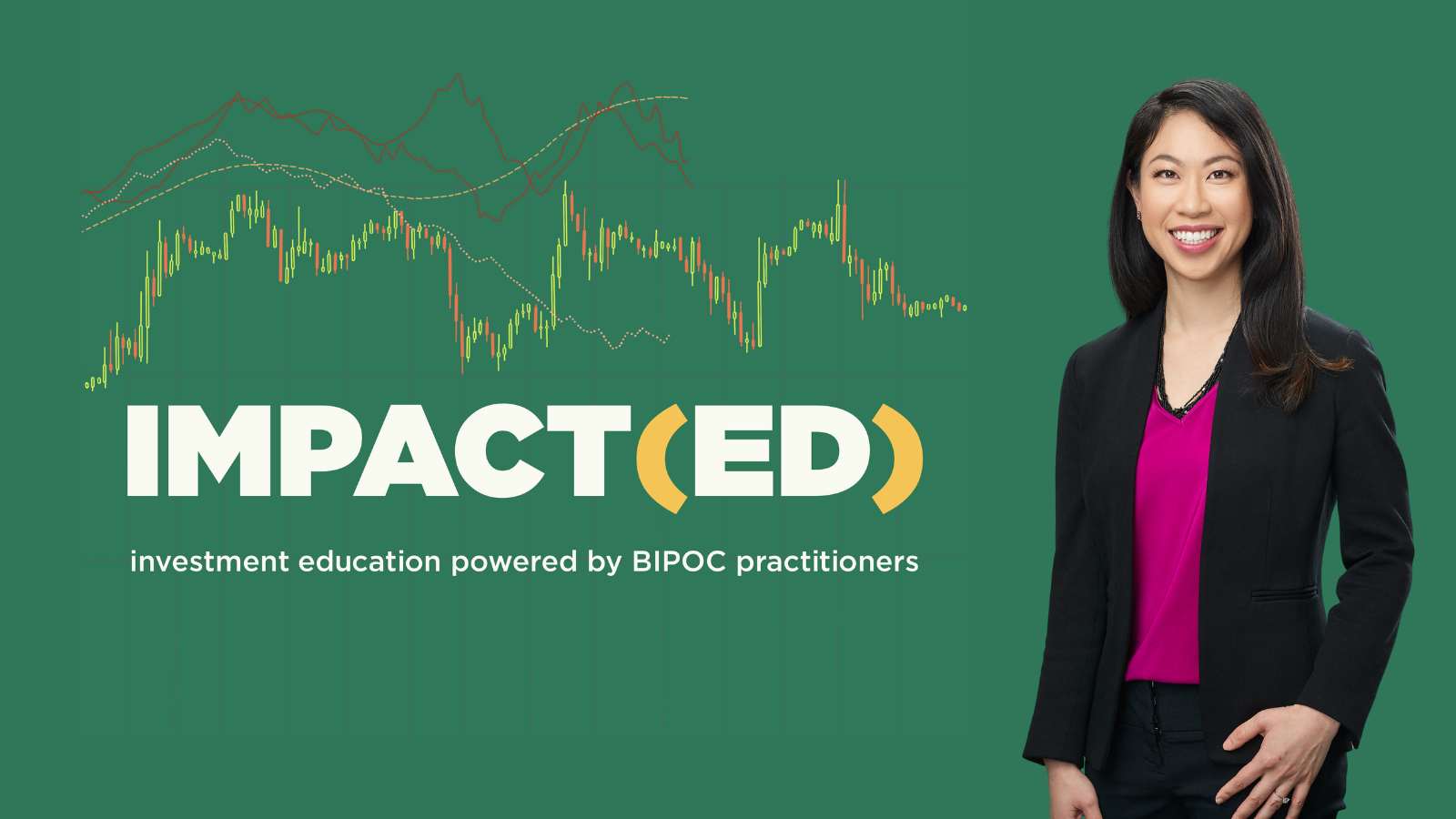 The Impact(ed) logo with a photo of Ellen Chiu